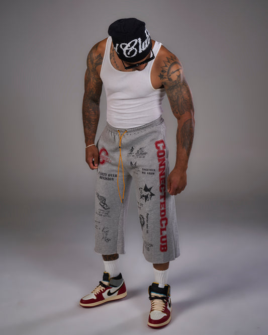 CONNECTED CLUB ARTSY CUT OFF SWEATPANTS